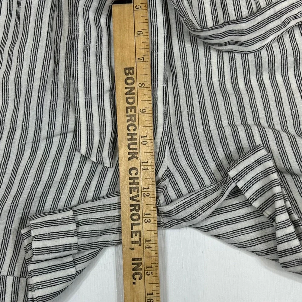 FRAME Denim Womens Black White Striped Paperbag Waist Tie Shorts High Rise